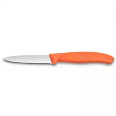 Ніж для чистки овочів 8 см Victorinox Swiss Classic Paring лезо серрейтор, помаранчевий (6.7639.C1)