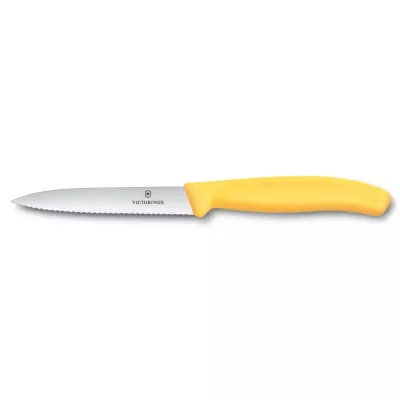 Ніж для чистки та нарізки овочів 10 см Victorinox Swiss Classic Paring лезо серрейтор, жовтий (6.7738.C1)