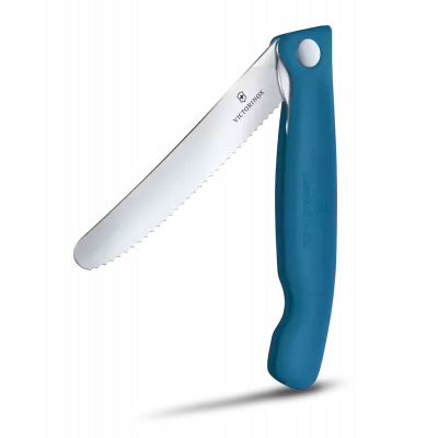 Ніж для пікніка складаний 11см Victorinox Swiss Classic Picnic округлий кінчик, лезо серрейтор, синій, картонна коробка (6.7832.FC1)
