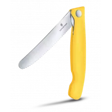 Ніж для пікніка складаний 11см Victorinox Swiss Classic Picnic округлий кінчик, лезо серрейтор, жовтий, картонна коробка (6.7838.FC1))