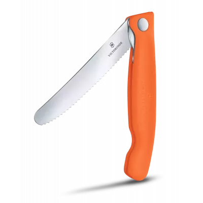 Ніж для пікніка складаний 11см Victorinox Swiss Classic Picnic округлий кінчик, лезо серрейтор, помаранчевий, картонна коробка (6.7839.FC1)