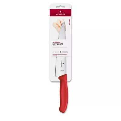Кухонний універсальний шеф-ніж 19 см Victorinox Swiss Classic Chef's гладке пряме лезо, червоний (блістер) (6.8001.19C1B)