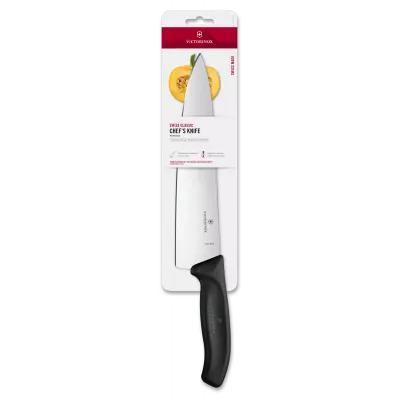 Кухонний шеф-ніж 25 см Victorinox Swiss Classic Chef's лезо рівне , чорний, блістер (6.8003.25B)