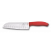 Кухонний ніж Сантоку 17 см Victorinox SwissClassic Santoku лезо гладке з канавками (рифлене), червоний, блістер (6.8521.17C1B)