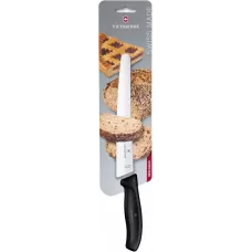 Ніж кухоний кондитерський хлібний 22 см Victorinox Swiss Classic Bread&Pastry лезо закруглений кінчик, серрейторне, чорний (6.8633.22B)