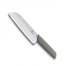 Ніж кухонний Сантоку 17 см Victorinox Swiss Modern Santoku лезо рифлене (з канавками) , оливковий , блістер(6.9056.17K6B)