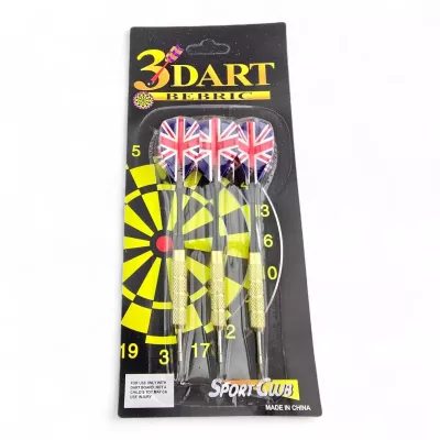 Набір дротики для дартсу 3 шт 15,5 см Union Jack гострий металевий наконечник, блістер (DN19912N)