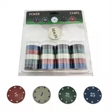 Набір фішки для покеру з номіналом 100 шт, d-39, вага фішки 4 гр, пластик, блістер (DN26721N)