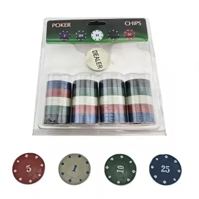 Набір фішки для покеру з номіналом 100 шт, d-39, вага фішки 4 гр, пластик, блістер (DN26721N)