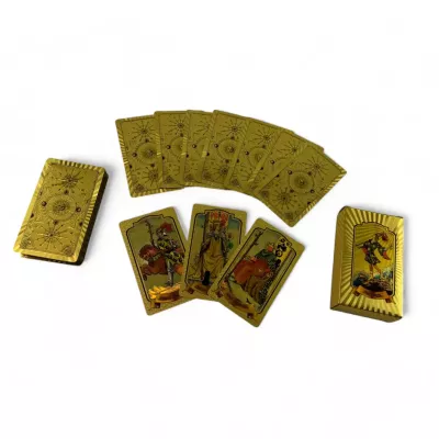 Карти ТАРО 78 шт Райдера-Уэйта , пластик, золотистий 12,5х7,4х3 см (DN35971)