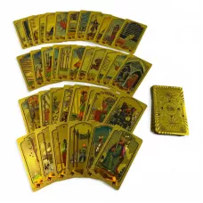 Карти ТАРО 78 шт Райдера-Уэйта , пластик, золотистий 12,5х7,4х3 см (DN35971)