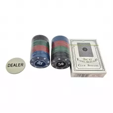 Набір для покеру 40 фішок з номіналом та колода ігральних карт BCG 54 шт , жетон Dealer, блістер (DN36520)