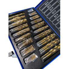 Комплект спіральних свердел із швидкорізальної сталі, 170 шт., 1-10 мм, нітрид титану Holzmann SPS170TIN