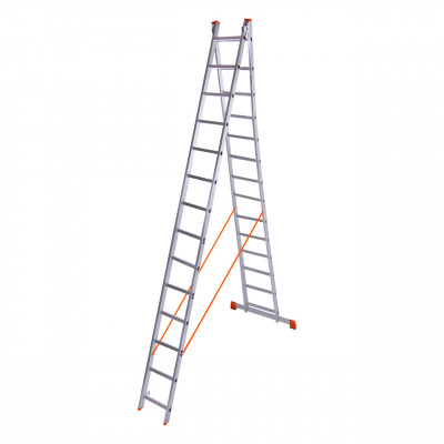 Драбина алюмінієва двосекційна Laddermaster Sirius A2A14. 2x14 сходинок