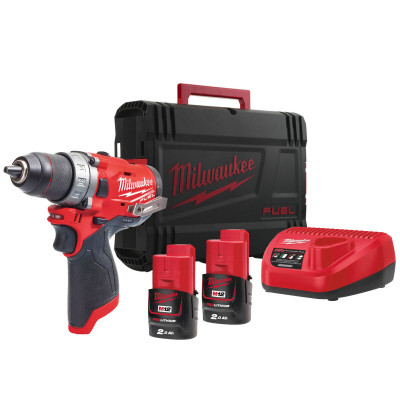 Дриль-шурупокрут акумуляторний MILWAUKEE, M12 FDD-202X, 37Нм (+ заряд.пристрій, 2 акум.Х 2Аг, HD кей