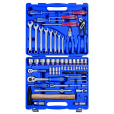 Набір інструментів 77 одиниць 1/4"+1/2" в пластиковому кейсі