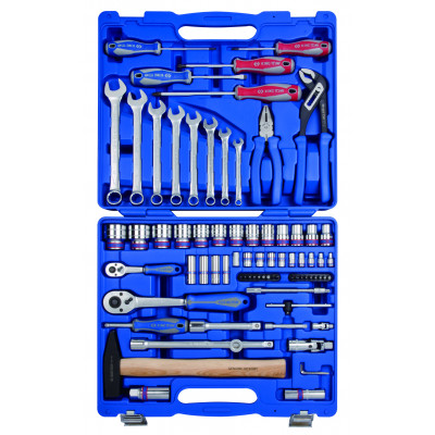 Набір інструментів 77 одиниць 1/4"+1/2" в пластиковому кейсі