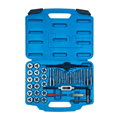 Набір мітчиків та плашок дюймових 39 одиниць з принаддям в пластиковому кейсі