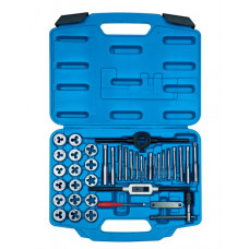 Набір метчиків та плашек метричних 39 одиниць М3-М12 з принаддям в пластиковому кейсі