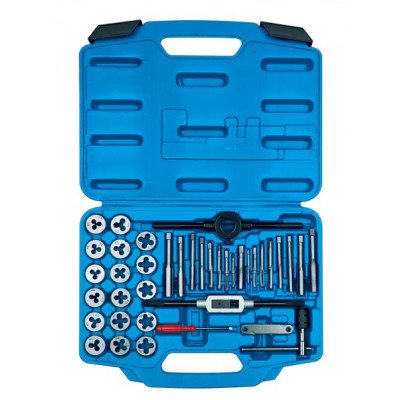 Набір метчиків та плашек метричних 39 одиниць М3-М12 з принаддям в пластиковому кейсі