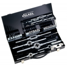 Набір мітчиків, плашок та свердел М 3-12 + тримачі; HSS-E; ліве різьблення, 43 предмети VOLKEL 49171