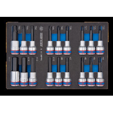 Набір торцевих головок 1/2", TORX, HEX, L = 80 мм, ложемент, 18 предметів