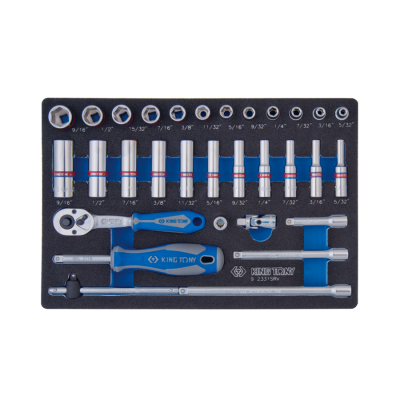Набір торцевих головок з приладдям 1/4", шестигранні, 5/32"-9/16", 31 предмет в ложементі