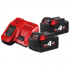 Енергокомплект Li-Ion MILWAUKEE, M18 NRG-402 (зарядний пристрій M12-18FC, 2 акумулятори М18 В4 4Аг, картонне пакування)