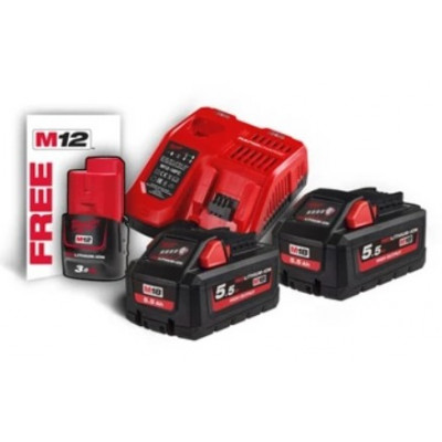 Енергокомплект акумуляторний Li-Ion MILWAUKEE, M18 HNRG-552 (+заряд.пристрій, 2акум. M18 HB5.5(5,5Ar