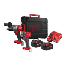 Набір інструментів акумуляторних MILWAUKEE M18 FPP2T2-502X, (зарядний пристрій, 2 акумулятори М18 В5 5 Аг, дриль-шуруповерт з уд