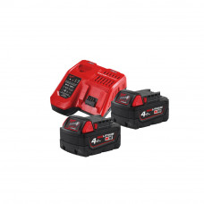 Енергокомплект Li-Ion MILWAUKEE, M18 NRG-402 (зарядний пристрій M12-18FC, 2 акумулятори М18 В4 4Аг, картонне пакування)