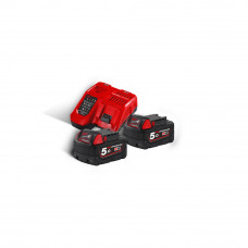 Енергокомплект MILWAUKEE M18 NRG-502 (зарядний пристрій M12-18C, 2 акумулятори М18 В5 5Аг, картонне пакування)