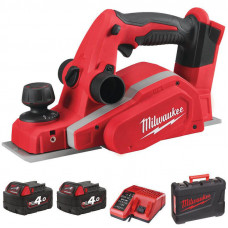 Рубанок акумуляторний MILWAUKEE, M18 BP-402C, 82мм (+зар.пристрій, 2акум.Х 4Аг,кейс)