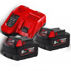 Енергокомплект Li-Ion MILWAUKEE, M18 NRG-502С (зарядний пристрій M12-18FC, 2 акумулятори М18 В5 5Аг)