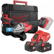 Шліфмашина кутова акумуляторна MILWAUKEE, M18 FSAGSVO125X-502X, діаметр 125мм (+зар.пр.,2ак.Х5Аг,HDкейс)