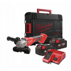Кутова шліфувальна машина акумуляторна MILWAUKEE, M18 BLSAG125X-402X, діаметр 125 мм (+ заряд.пристрій, 2 акум., HD кейс)