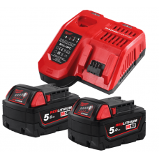 Енергокомплект Li-Ion MILWAUKEE, M18 NRG-502С (зарядний пристрій M12-18FC, 2 акумулятори М18 В5 5Аг)