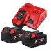 Енергокомплект Li-Ion MILWAUKEE, M18 NRG-502С (зарядний пристрій M12-18FC, 2 акумулятори М18 В5 5Аг)