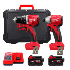 Набір з двох інструментів безщіткових акумуляторних M18 BLCPP2B-502C (M18 BLDDRC, M18 BLIDRC, зарядний.пристрій, 2 акумулятори,