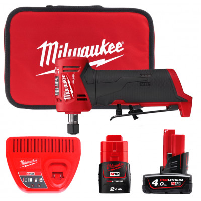 Шліфмашина кутова цангова акумуляторна M12 FDGA-422B FUEL MILWAUKEE 4933471439 , (+ заряд.пристрій, 2 акум., 2 цанги, сумка для