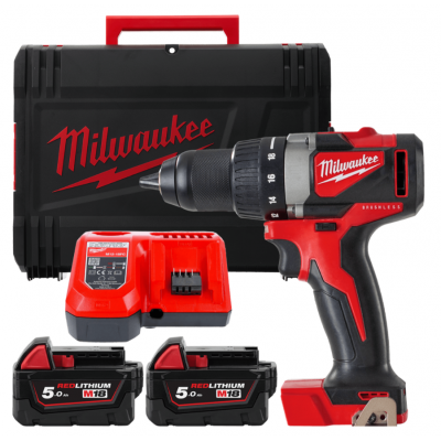 Дриль-шурупокрут акумуляторний MILWAUKEE, M18 BLDD2-502X, 82Нм (+ заряд.прис., 2акум. Х5Аг, HD кейс)