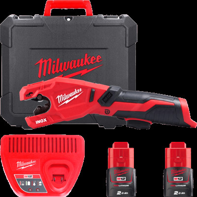 Акумуляторний труборіз по неіржав. сталі MILWAUKEE M12PCSS-202C (+2 акумулятори, зарядний пристрій, HD кейс)