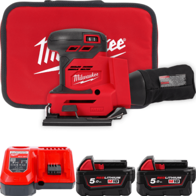 Машина шліфувальна вібраційна акумуляторна MILWAUKEE, M18 BQSS-502B (+зар.пр., 2 акум.Х5Аг, сумка)