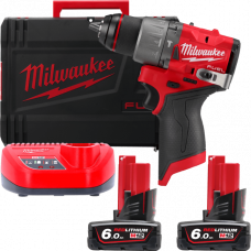 Дриль-шуруповерт з ударом акумуляторний безщітковий MILWAUKEE, M12 FPD2-602X, 45Нм (зарядний пристрій С12 С, 2 акумулятори М12 В