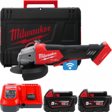 Шліфмашина кутова акумуляторна MILWAUKEE, M18 ONEFSAG125XPDB-502X, Ø125мм (+зар.пр.,2ак.Х 5Аг,HDкейс)