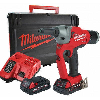 Заклепочник акумуляторний безщітковий MILWAUKEE M18 ONEFPRT-202X, діаметр заклепок 4,8-7,0мм (зарядний.пристрій М12-18 FC, 2 аку