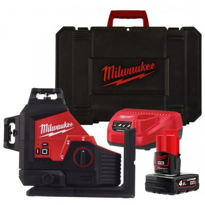 Нівелір лазерний 3D акумуляторний MILWAUKEE, M12 3PL-401C (+заряд. пристрій. ,1акум.Х4Аг, кейс)
