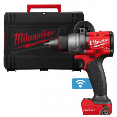 Дриль-шуруповерт акумуляторний безщітковий MILWAUKEE, M18 ONEDD3-0X, 158Нм (каркас, кліпса для ременя, бічна рукоять, HDкейс)