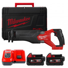 Пила шабельна акумуляторна MILWAUKEE, M18 FHZ-502X (+зар.пр., 2 акум.Х 5Аг, HDкейс)