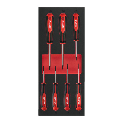 Ложемент з викрутками MILWAUKEE з тригранною рукояткою, TORX (7шт) (45х175,8х417мм) для візків